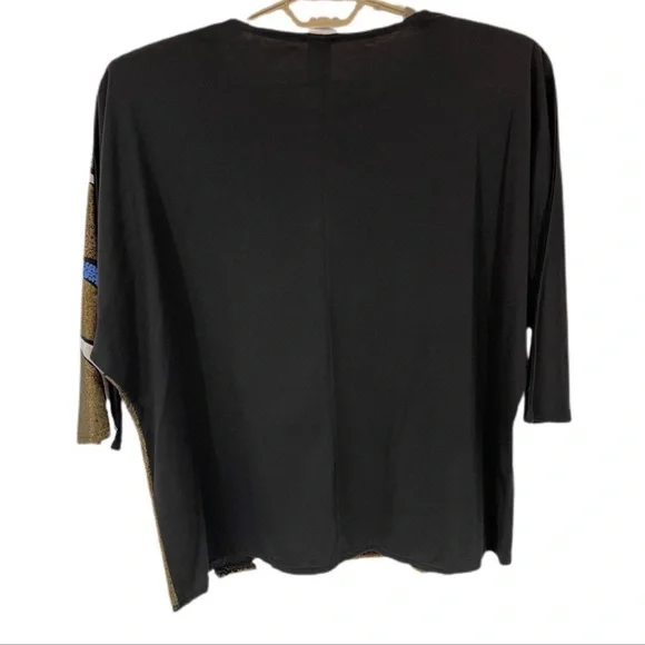 Vintage 80’s Sequin Embellished Batwing Top 2X Fish Gold Black - Picture 8 of 9